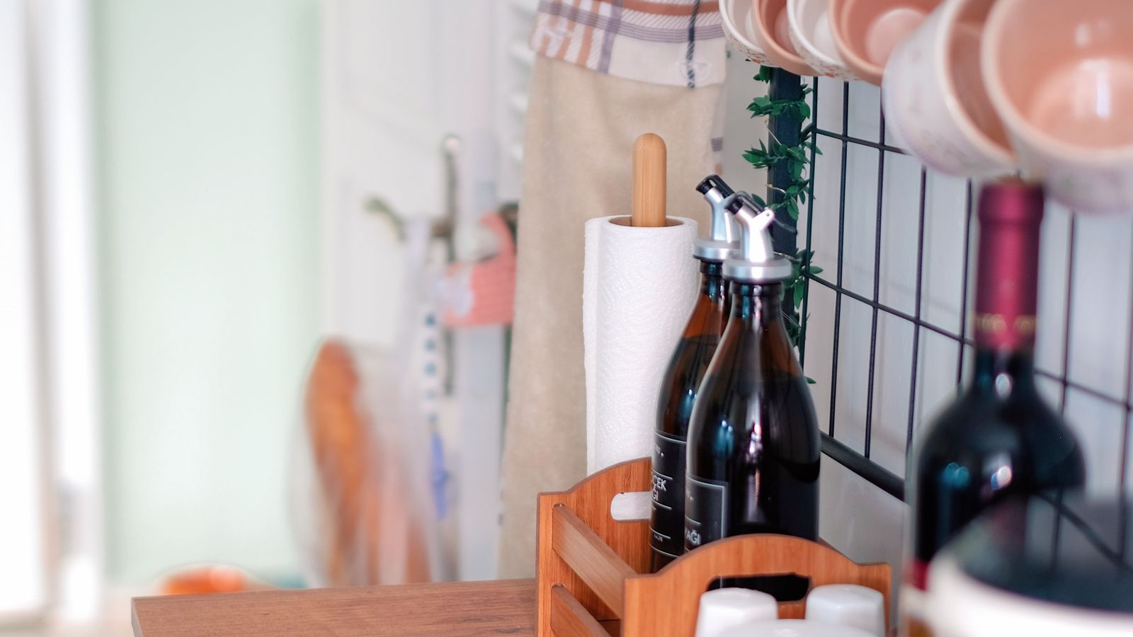 Minimalist kitchen counter with only essential items neatly arranged